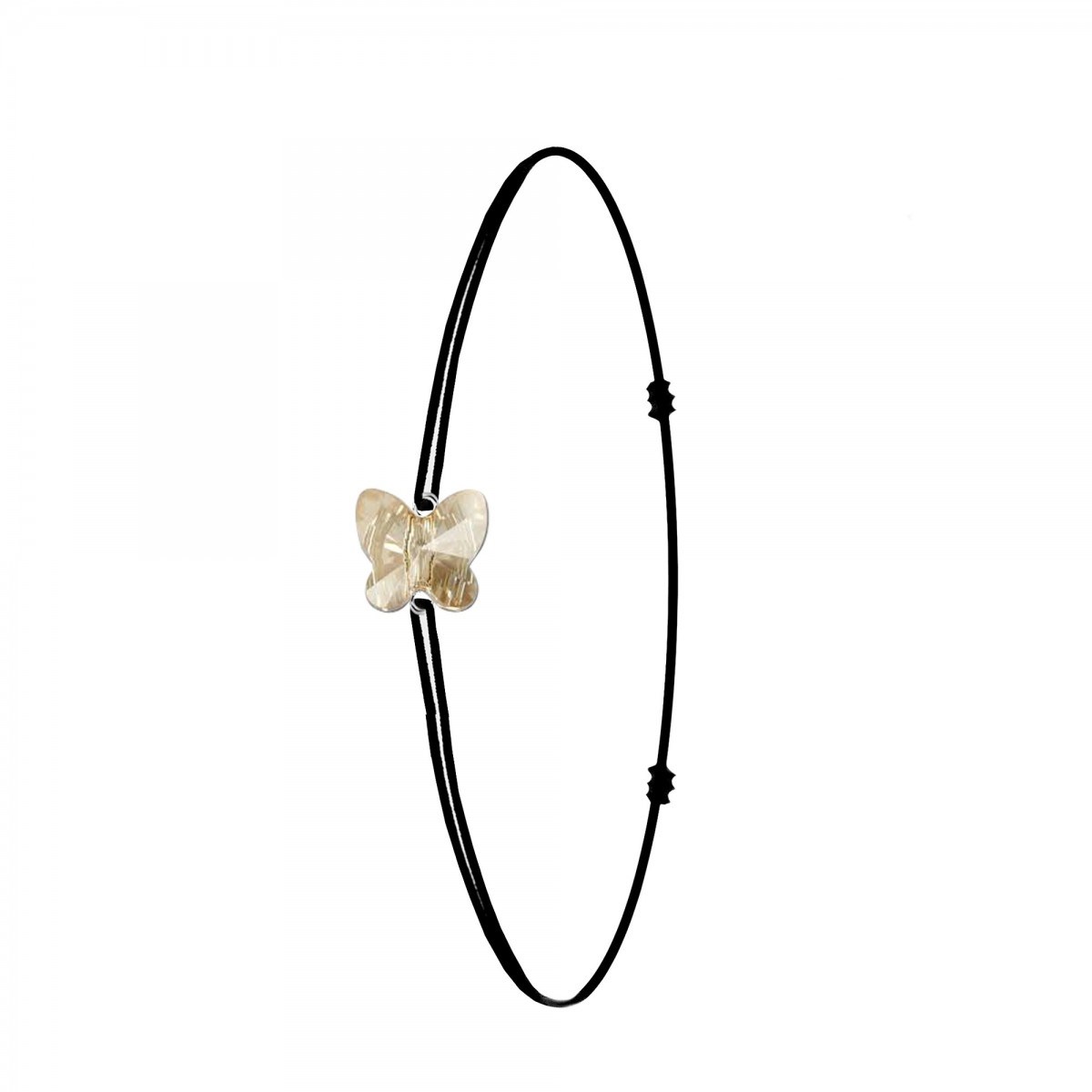 Bracelet noir et papillon SC Crystal orné de Cristaux scintillants