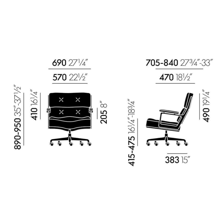 Vitra Lobby Chair ES 104 bureaustoel leer rood