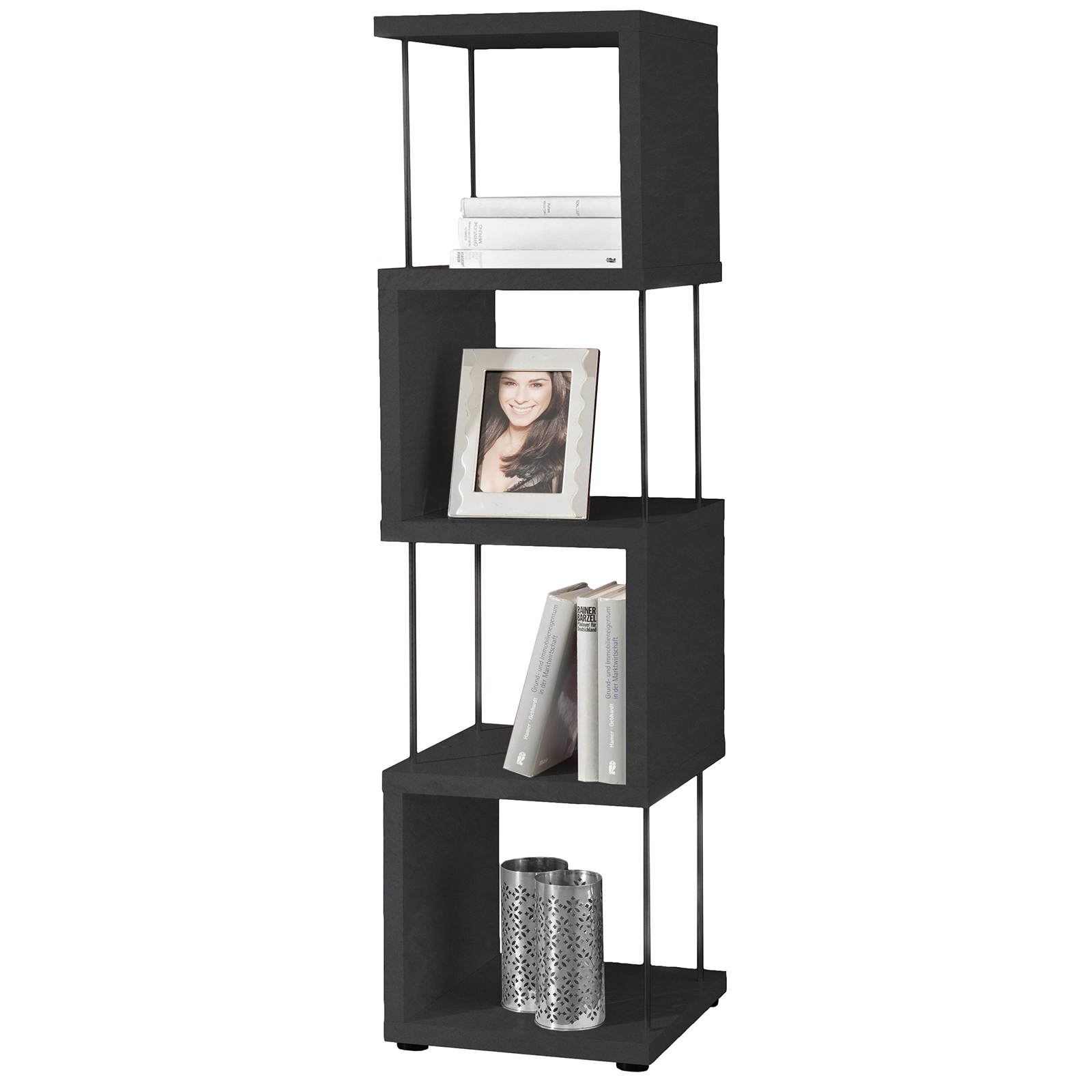Standregal - Schwarzstahloptik - schwarz - 126 cm hoch