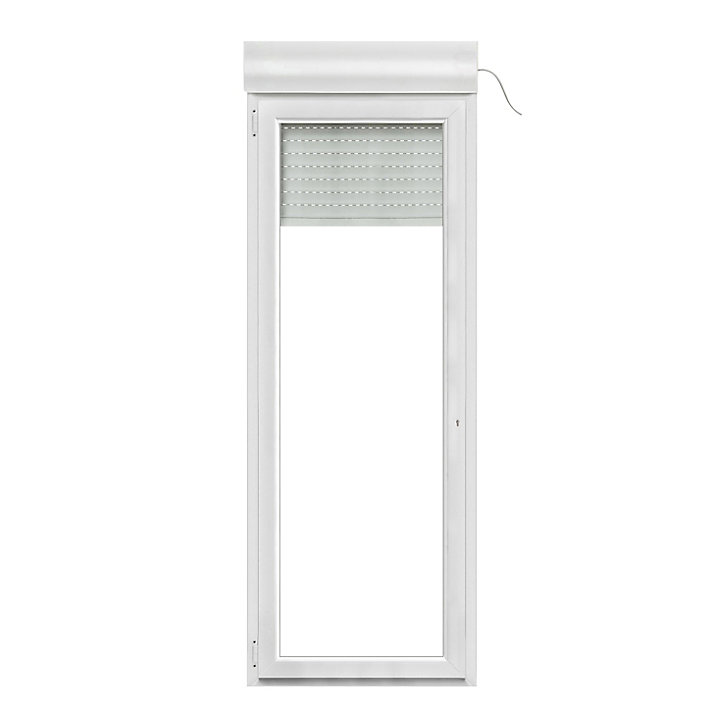 Porte fenêtre PVC 1 vantail tirant + volet roulant électrique GoodHome blanc - l.80 x h.205 cm, tirant gauche