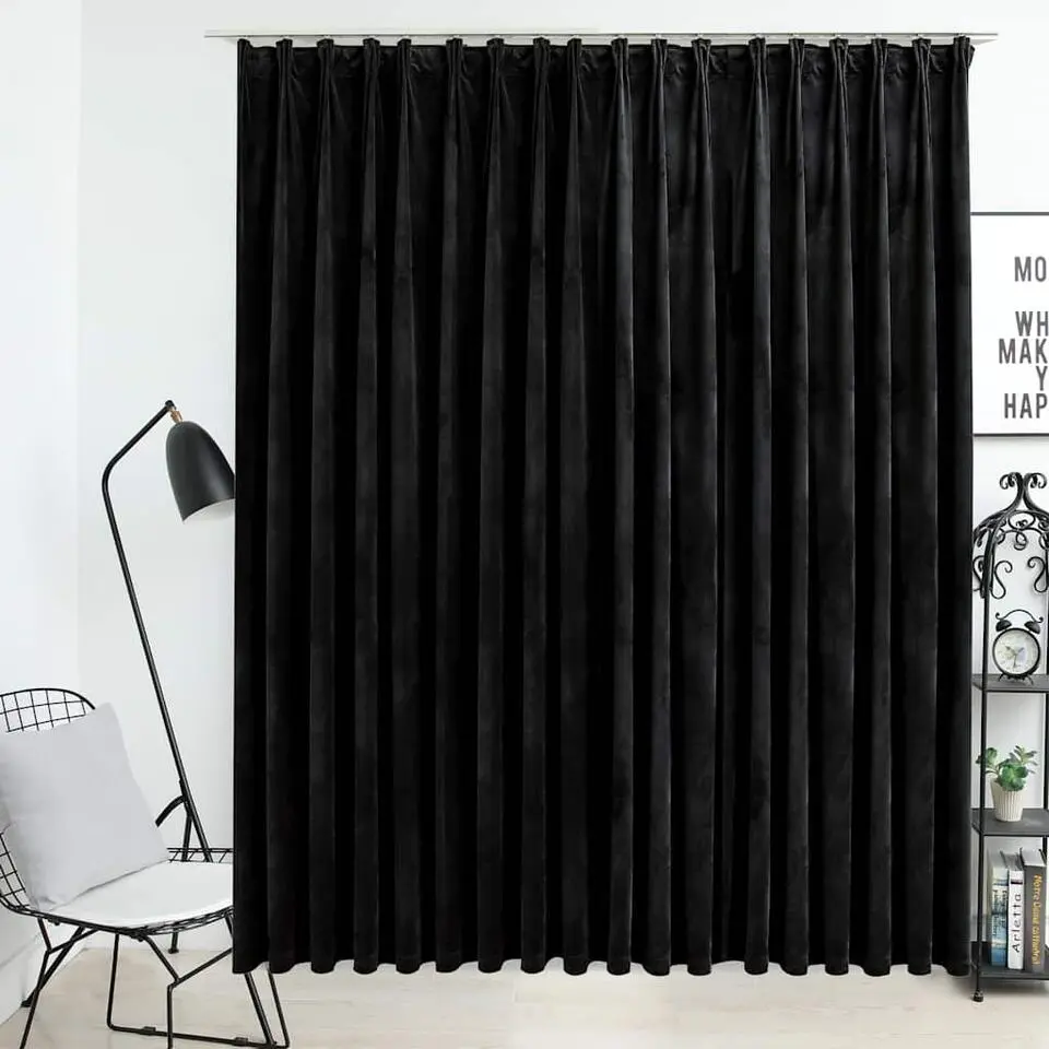 vidaXL - Gordijn verduisterend met haken - Zwart - Fluweel - 290 x 245 cm