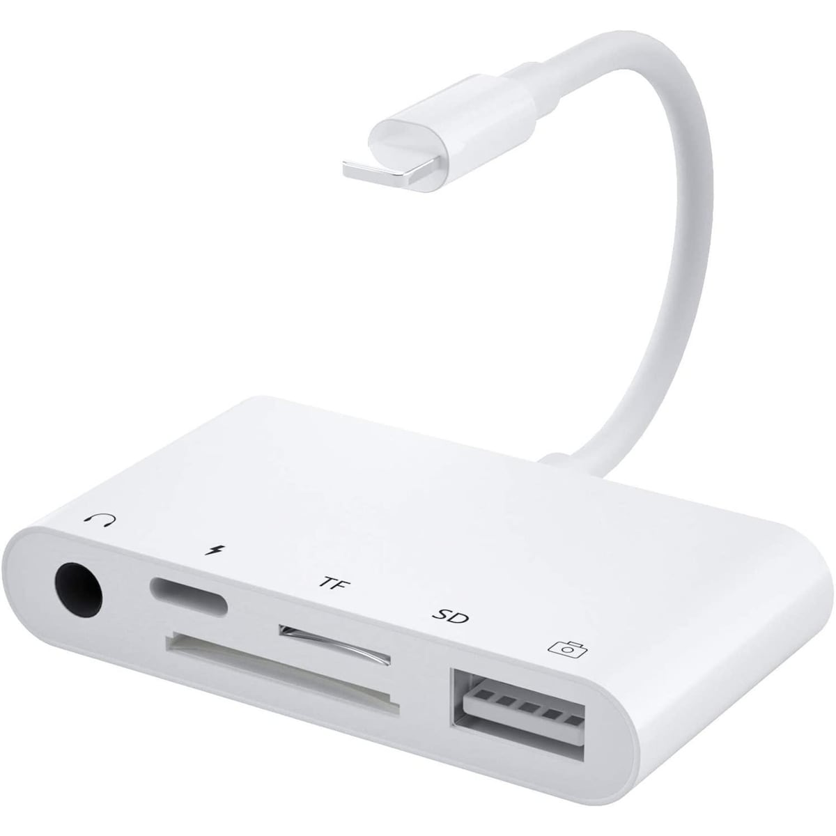 NÖRDIC Lightning Adapter 1 til 5 Ports 1XUSB A 3.1 Port 1x Lightning 1X 3.5 Audio 1xSD og 1XTF-kortleser