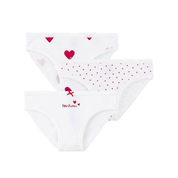 Petit Bateau Lote de 3 Cuecas Estampado Coração 8 Anos (126 cm)