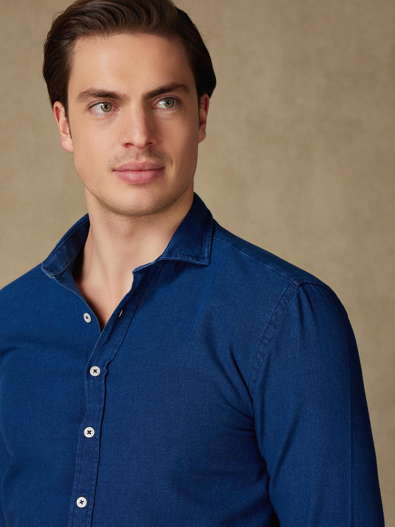 Chemise cintrée Erwin indigo  - Petit col