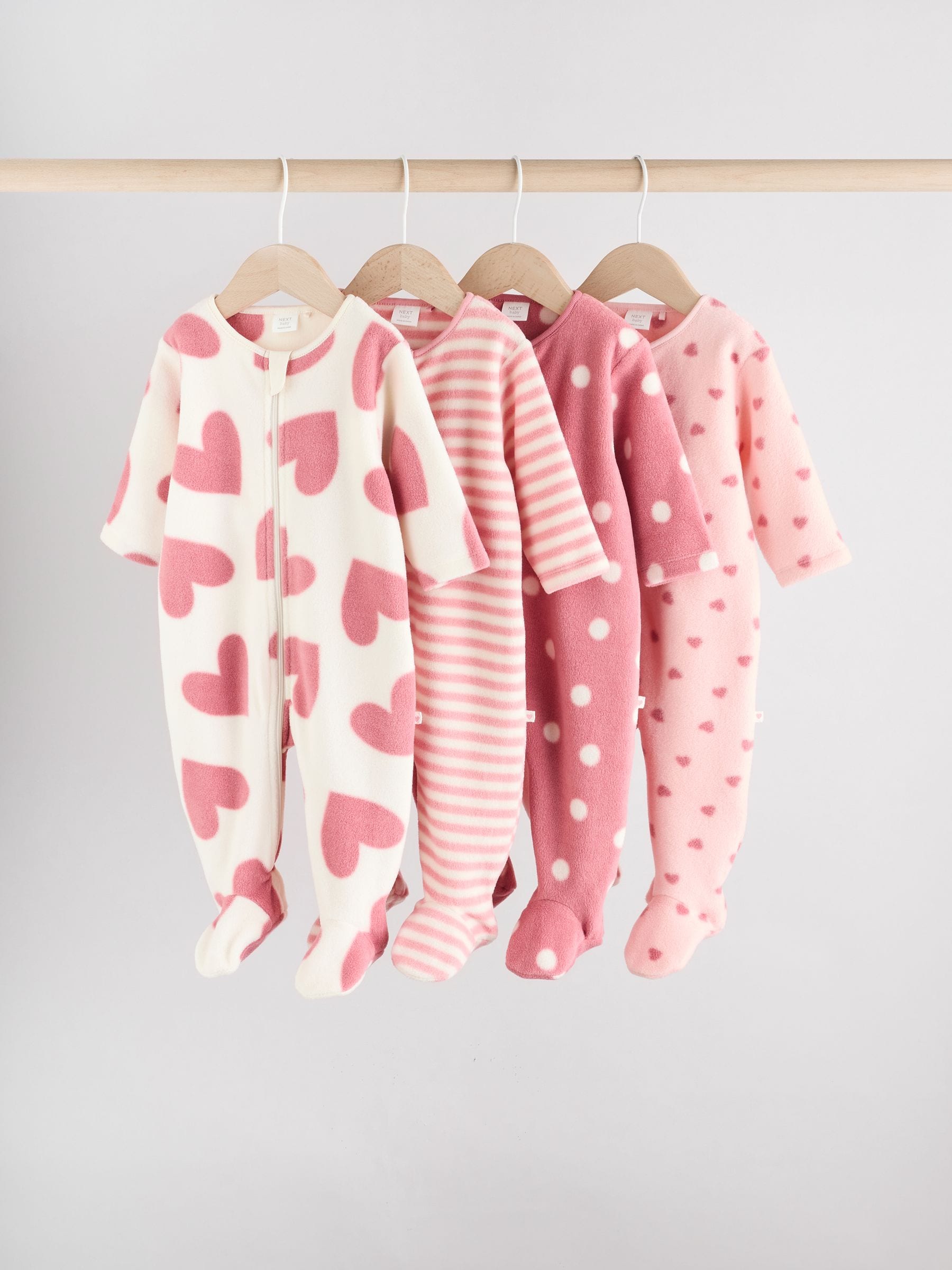 Roze - Micro Fleece Two Way Zip Baby Sleepsuit