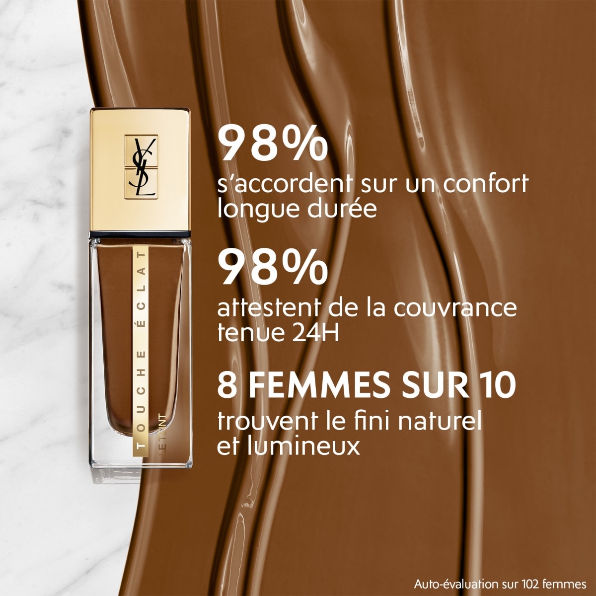 YVES SAINT LAURENT Touche Éclat Le Teint Fond de teint hydratant &  tenue 24H, naturel &  lumineux