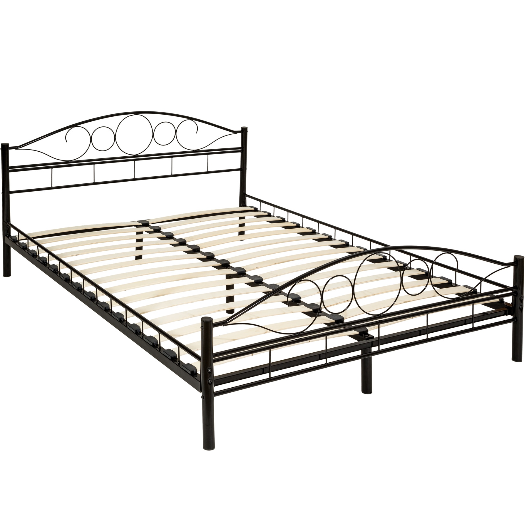 tectake® Metallbett, robustes Stahlgestell, bodenschonende Kunststoffkappen, 140 x 200 cm