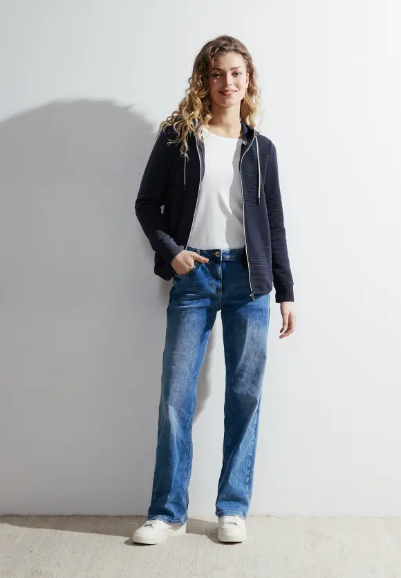 Sweatjacke mit Struktur - universal blue