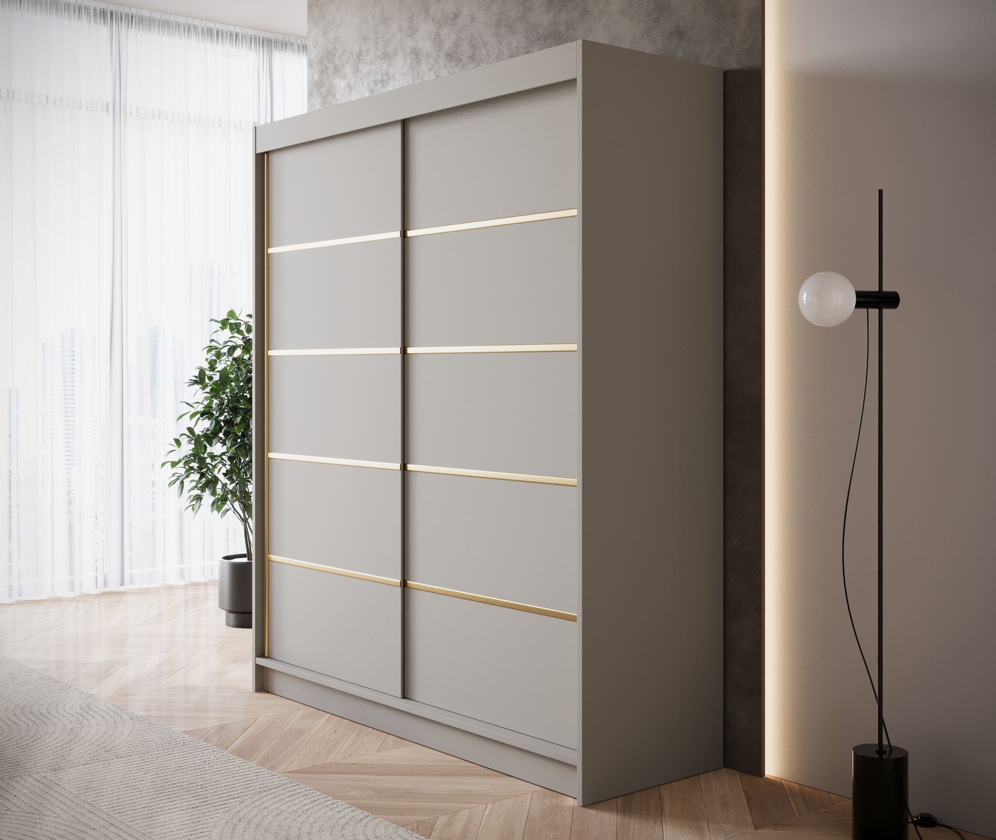 Eagle - Kledingkast met schuifdeuren - Beige - 180x58x215 cm