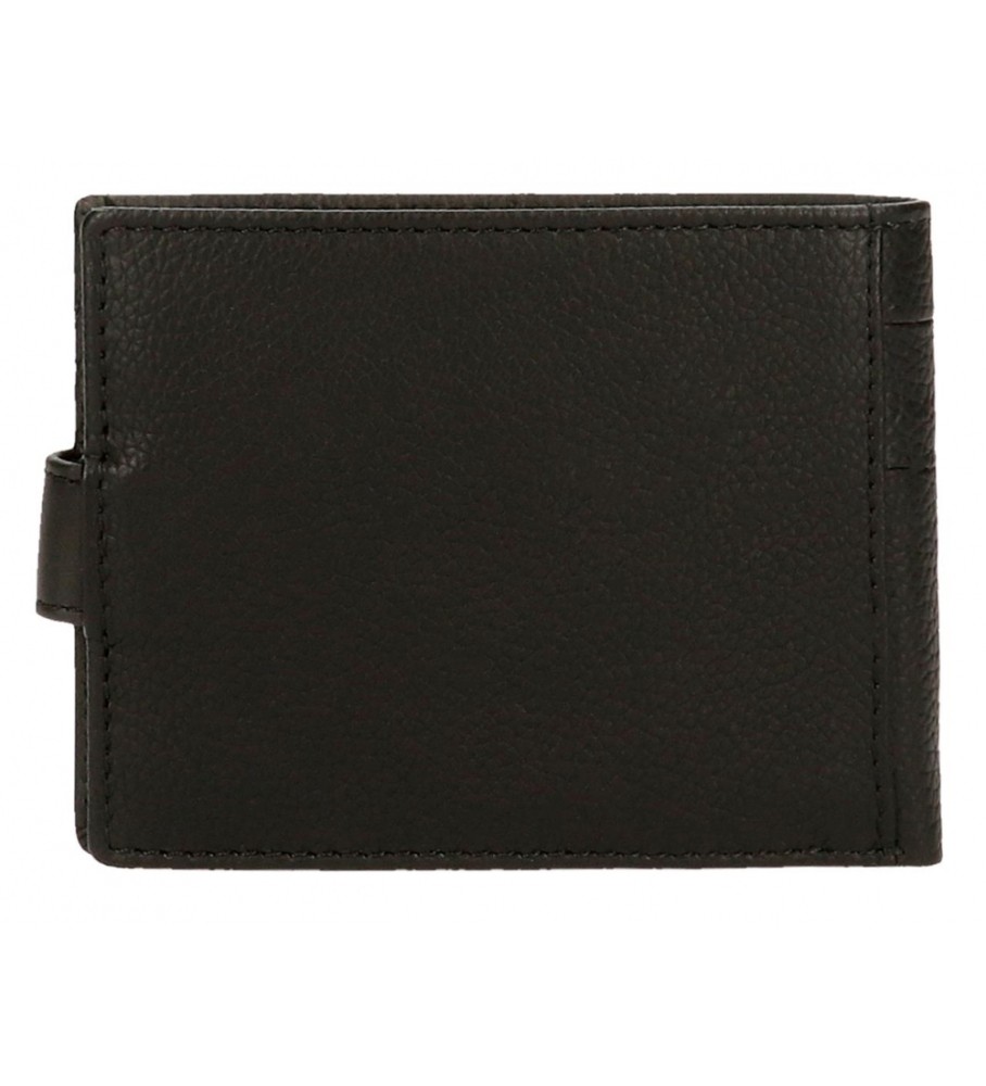 Carteira vertical Pepe Jeans Checkbox em couro preto com fecho de clique