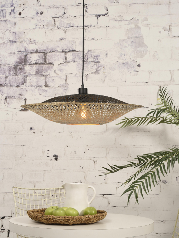 Good&Mojo Kalimantan hanglamp horizontaal medium Ø60 zwart/naturel