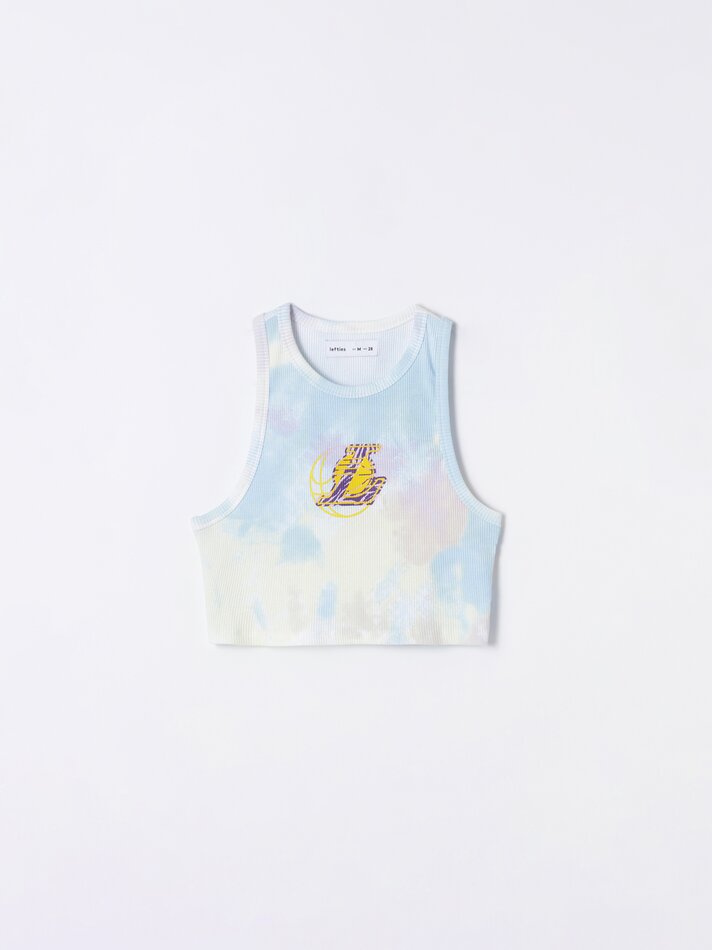 Top cropped do Los Angeles Lakers da NBA - Branco-creme/amarelo