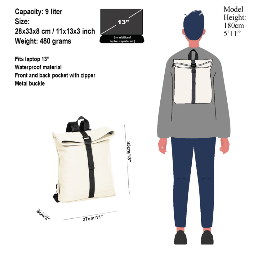 New Rebels Mart Los Angeles Rolltop Backpack Mini White