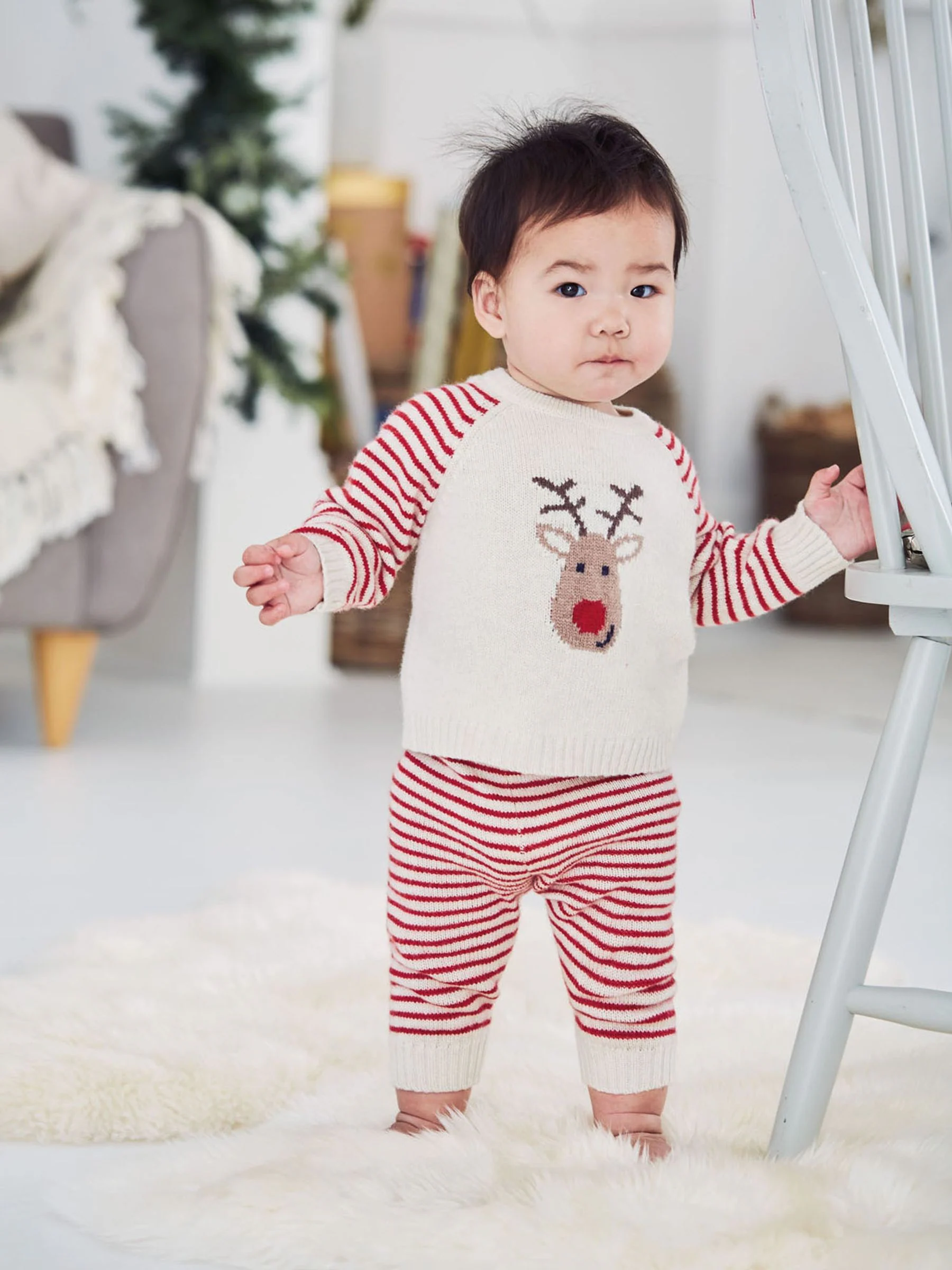 JoJo Maman Bébé - Gebreide babyset met rendier