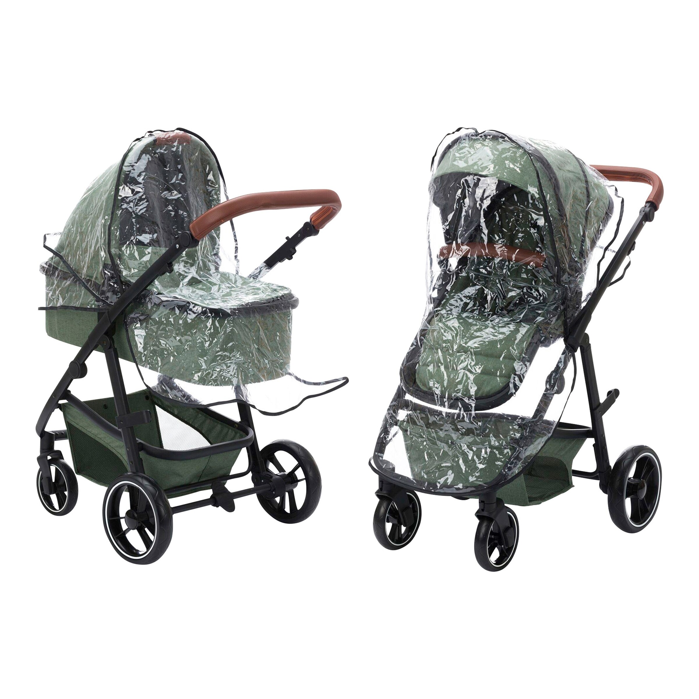babycab Kombikinderwagen Stockholm Trio-Set (2024) inkl. i-Size Babyschale und Wickeltasche forest green