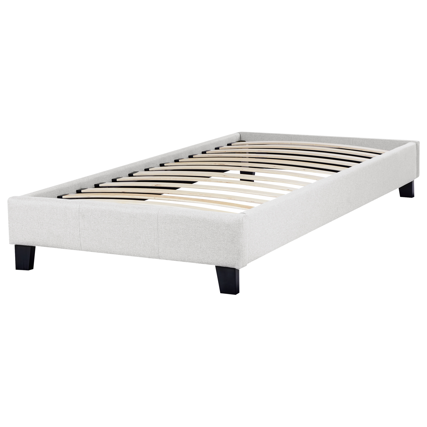 Beliani-ROANNE-Eenpersoonsbed-Lichtgrijs-90 x 200 cm-Polyester