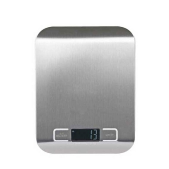 (14x18cm) Professionelle Digital Edelstahl Küchenwaage mit LCD Display (Batteriebetrieben) - Silber / Weiss