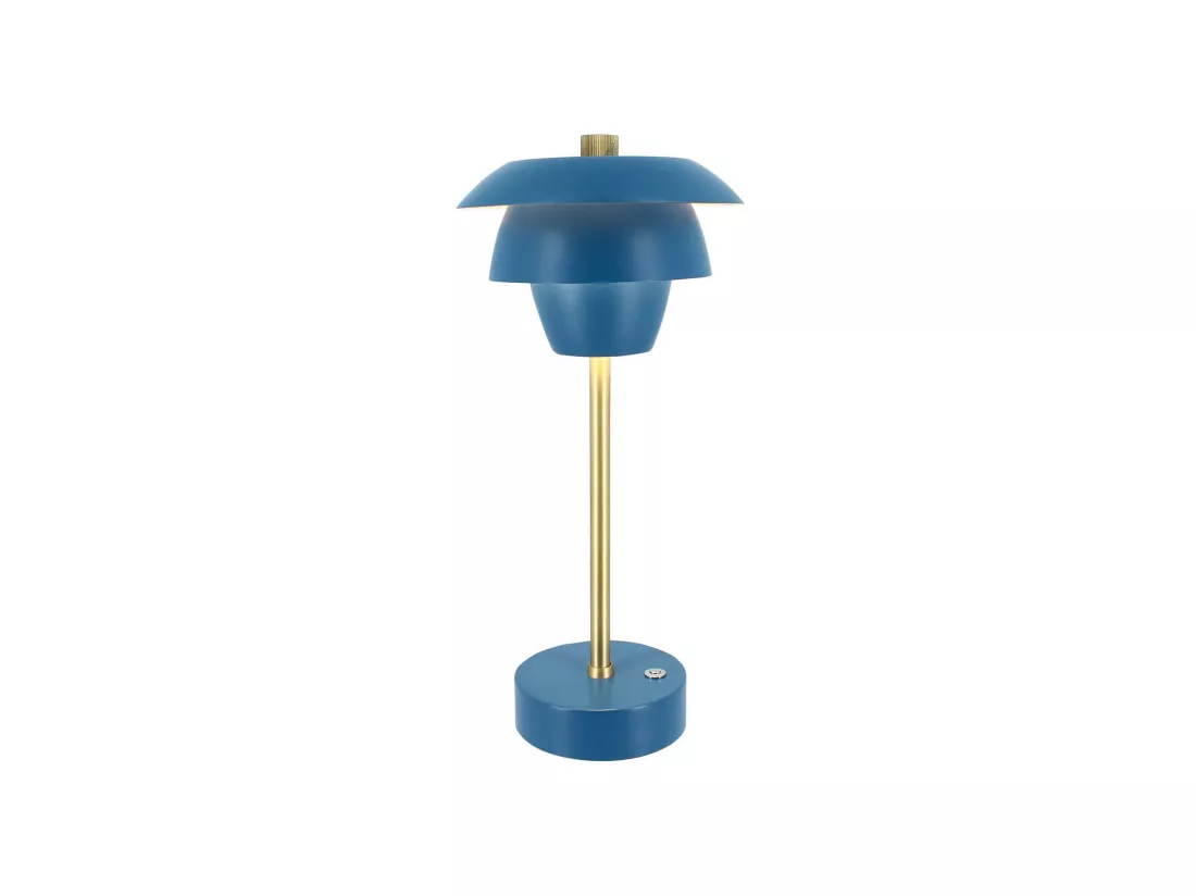 Now's Home - Lampe A Poser Design Rechargeable Bleu Et Dore H31cm Moxy