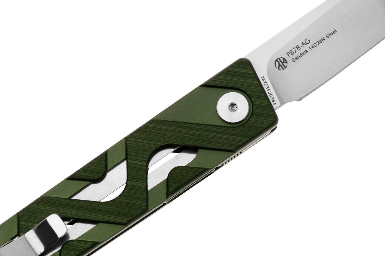 Ruike P878-AG 14C28N, Green Aluminium, zakmes
