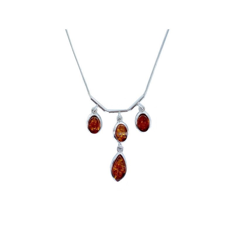 Collier argent 925 Ambre veritable de la mer Baltique