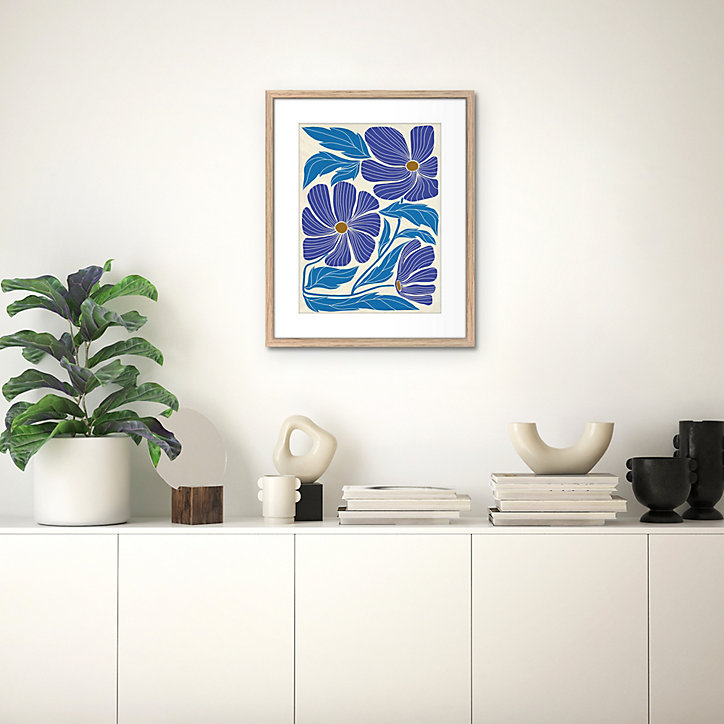 Image encadrée feuilles bleues bleu Dada Art l.33 x H.53 cm