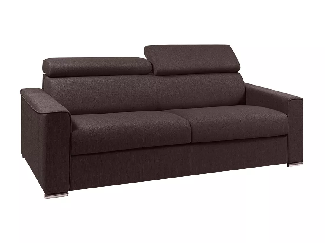 Canapé 4 places convertible express en tissu marron - Couchage 160 cm - Matelas 18 cm VIZIR