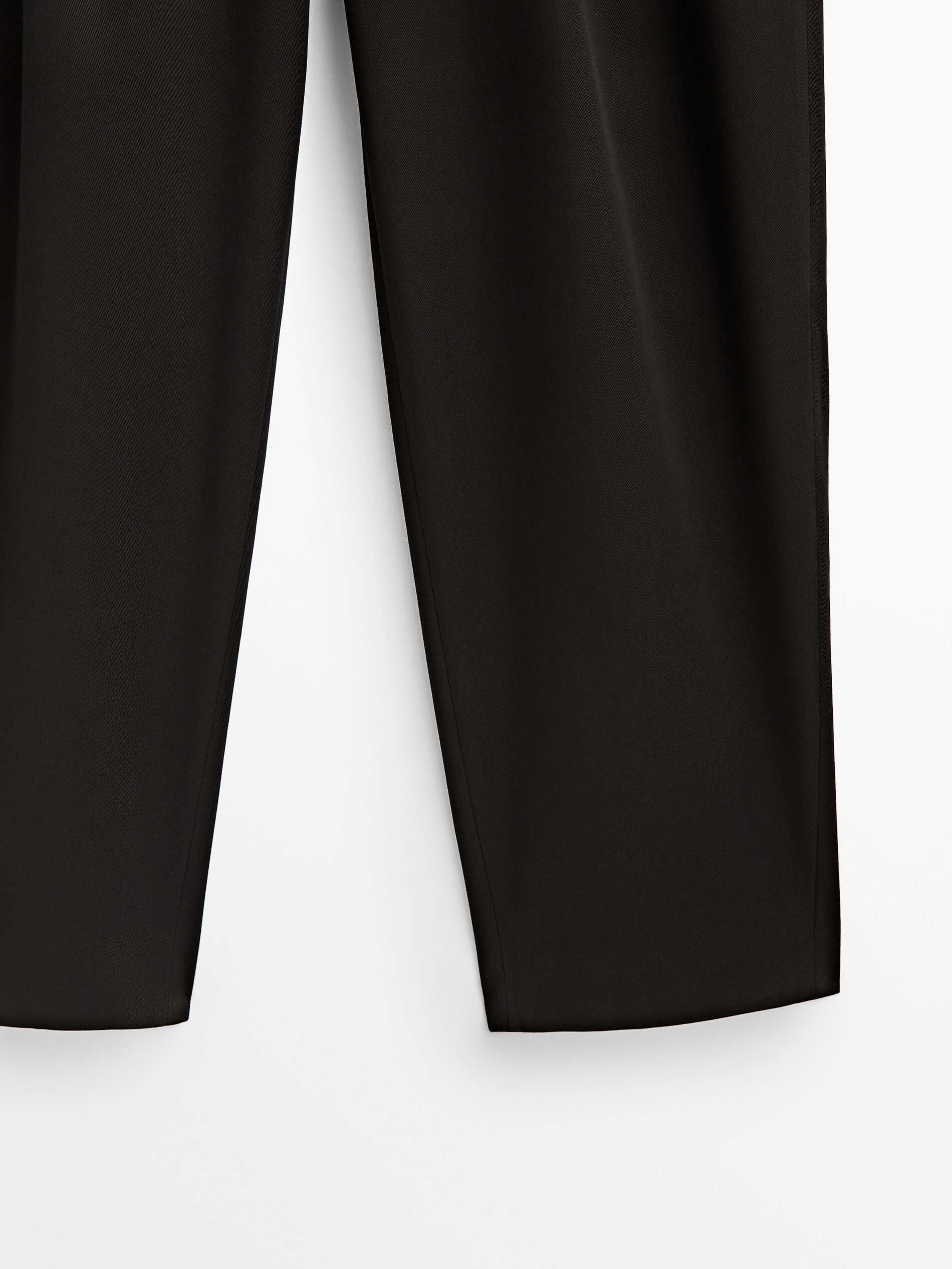 Calça plissada em mistura de algodão - PRETA