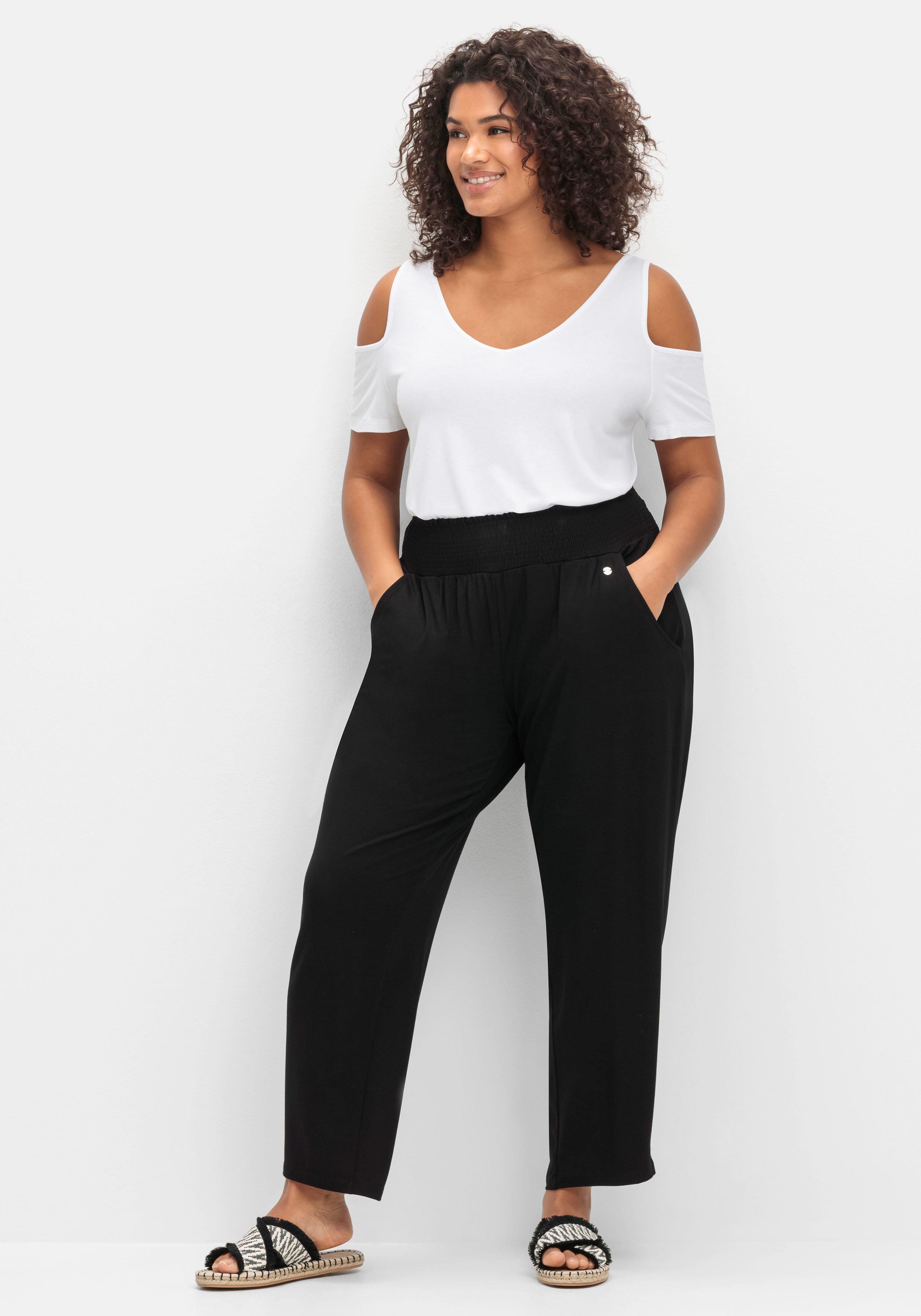 Jerseyhose mit breitem Smokbund und Blumendruck