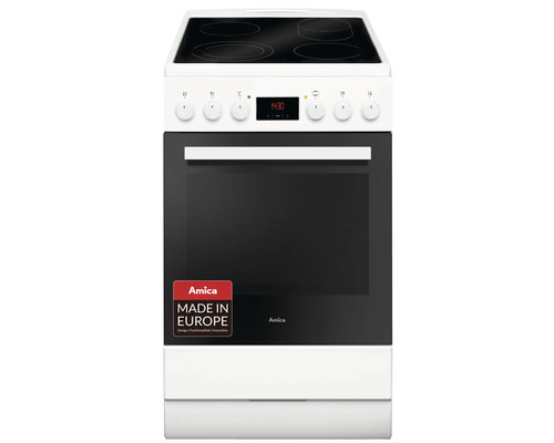 Amica vrijstaand fornuis met glaskeramische kookplaat SHC 913 001 W, bruikbaar volume 65 l, BxHxD 600 x 850 x 600 mm