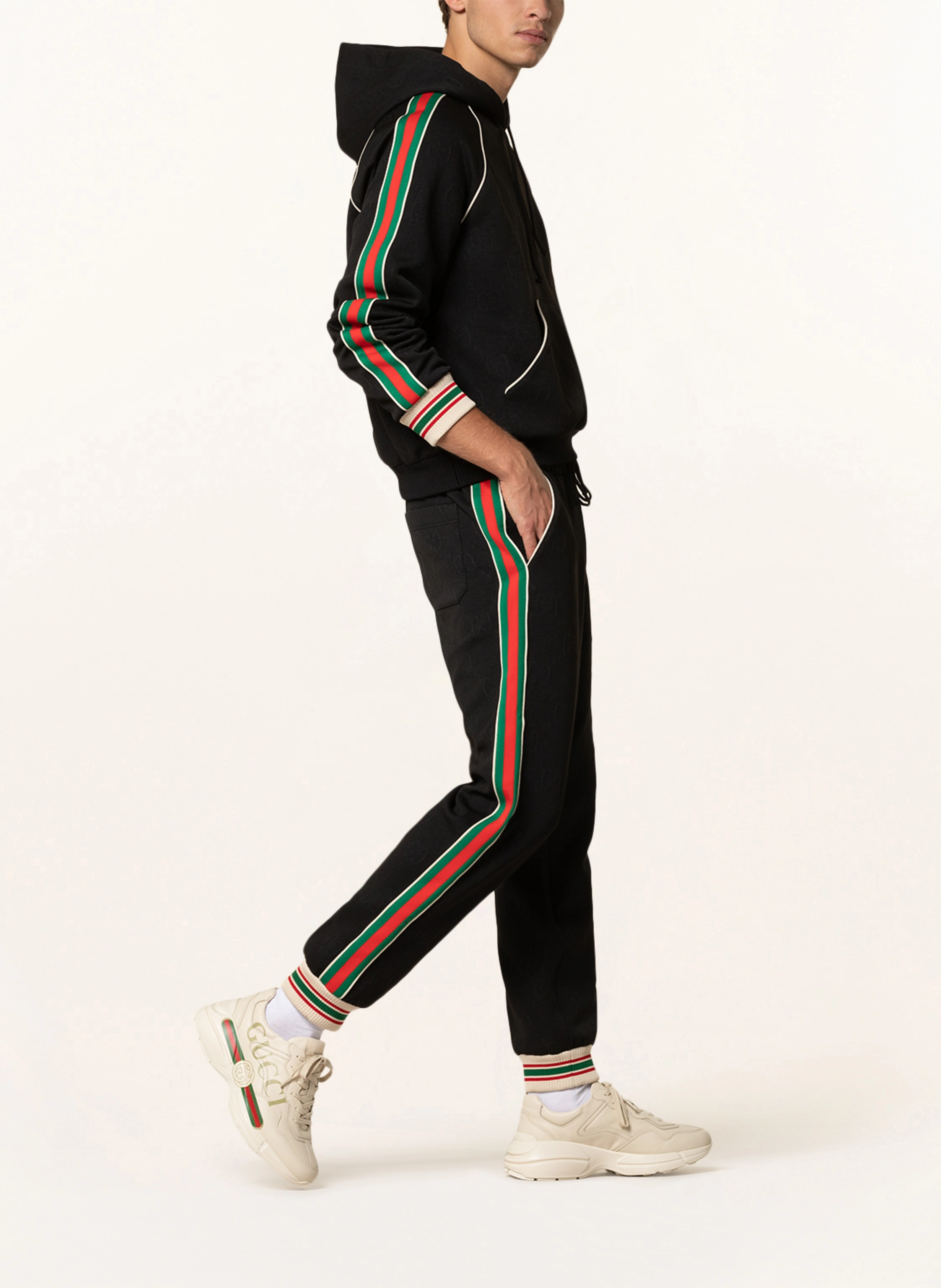 GUCCI Jacquard-Hose GG im Jogging-Stil mit Galonstreifen