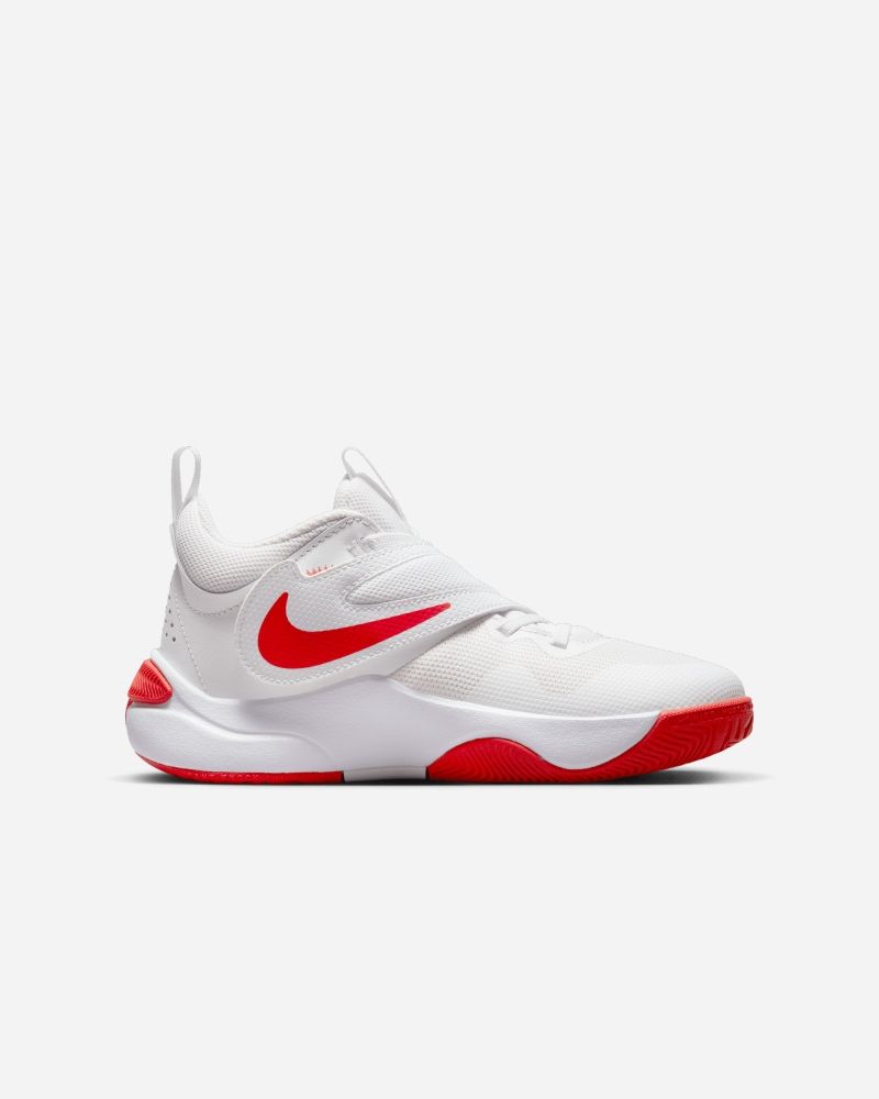 Chaussures de basket Nike Team Hustle D 11 Blanc & Rouge pour enfant