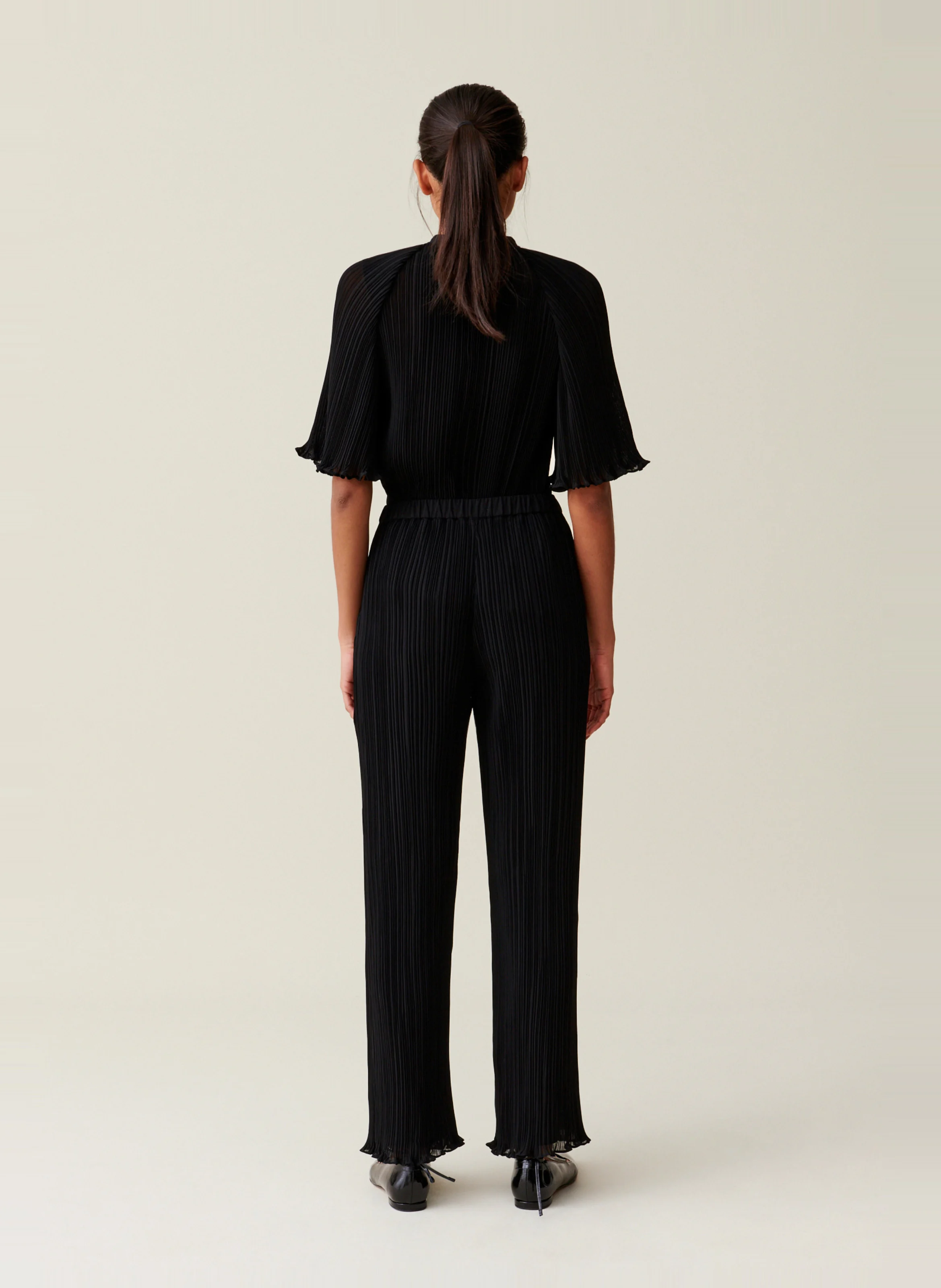 Pantalon large plissé | Noir