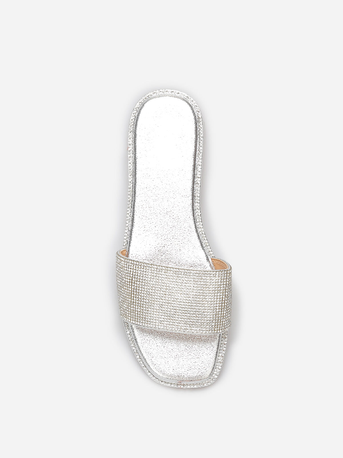 Mules plates à strass- Argenté