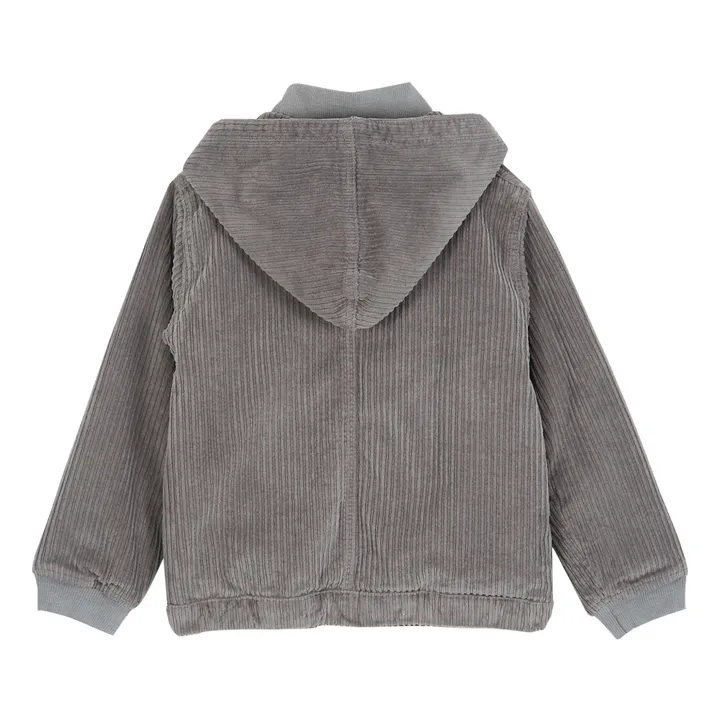 Emile et Ida Manteau Velours Côtélé Fourré Façon Fourrure | Gris