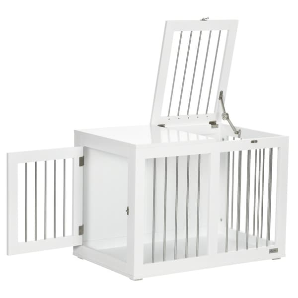 Hundebur, Hundehus, Kjæledyrbur For Mellomstore Hunder, Hundebur Med Dører, Hundehus, Transportbur, Hvit, 80 X 50 X 56,5 Cm