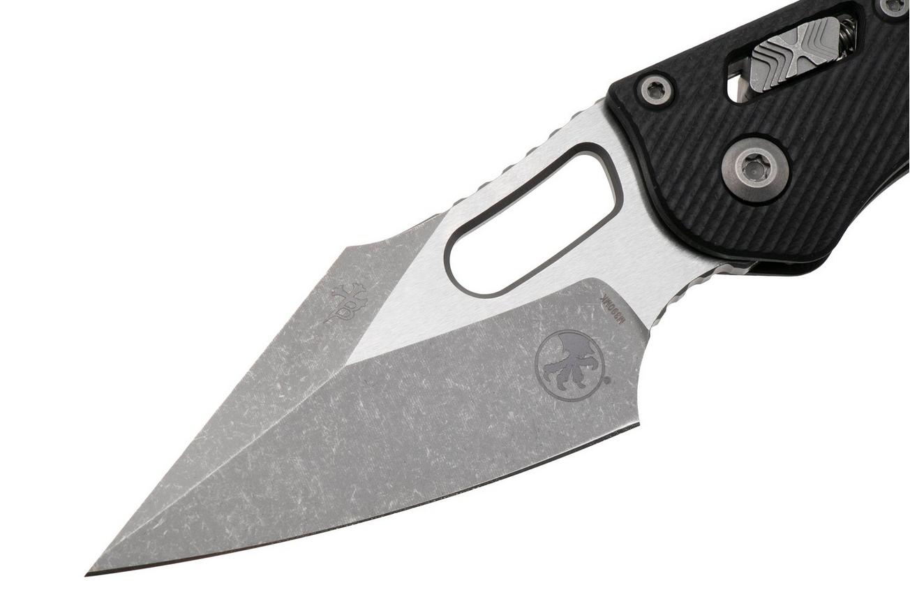 Microtech Stitch 169RL-10APFLGTBK, Apocalyptic Stonewashed M390MK, Fluted Black G10 zakmes, Borka Blades design