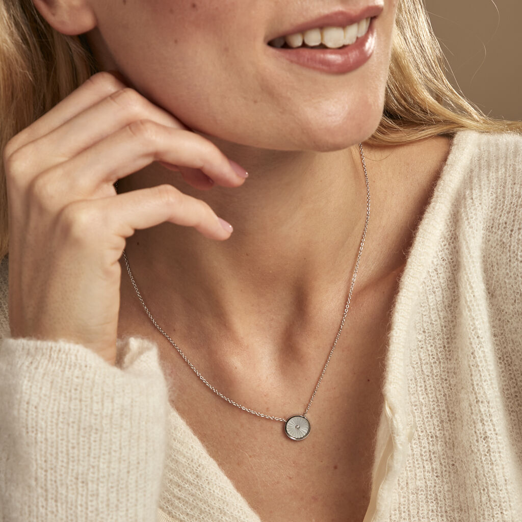 Collier Erina Argent Blanc Nacre Oxyde De Zirconium