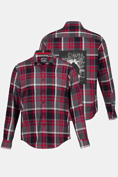 STHUGE Karohemd, Langarm, Flanell, Modern Fit, Kentkragen, Rücken Print, bis 8 XL