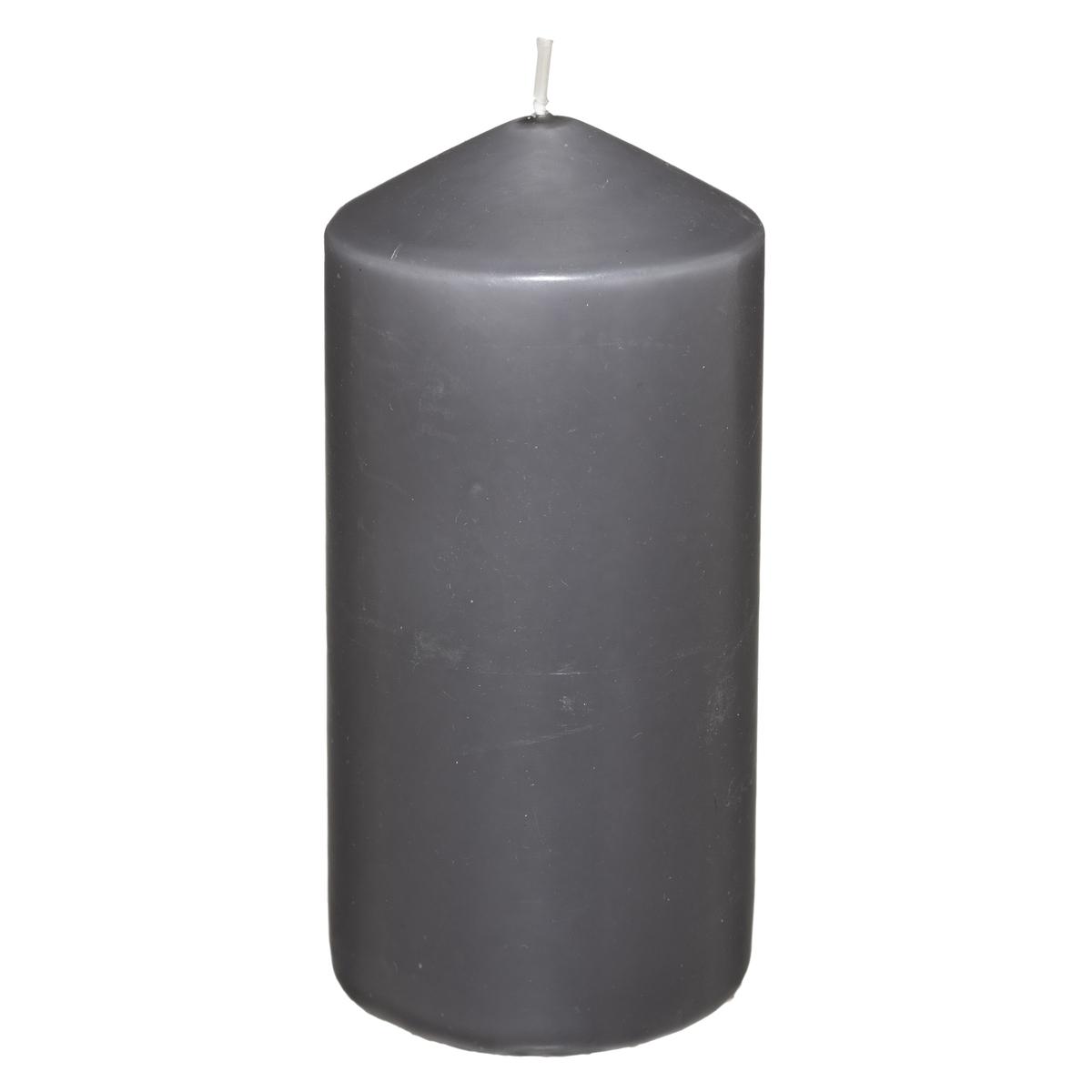 BOUGIE RONDE HUGO GRIS FONCE D.7X13CM