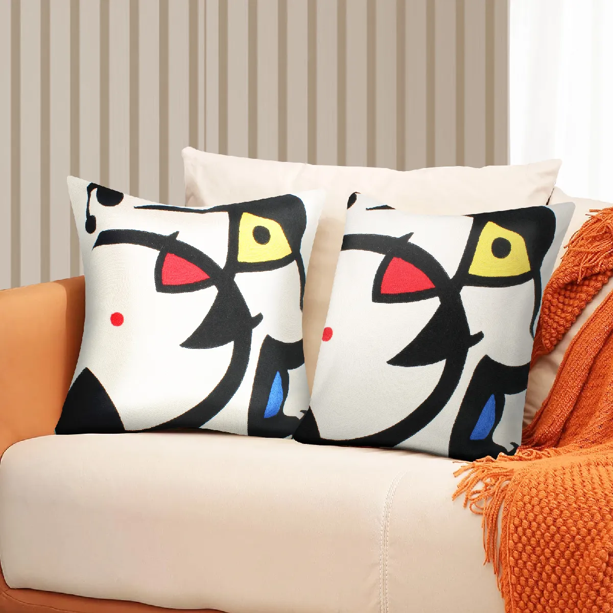 Lot de 2 Housses de Coussin AVIZAR - Brodées Art Prismus