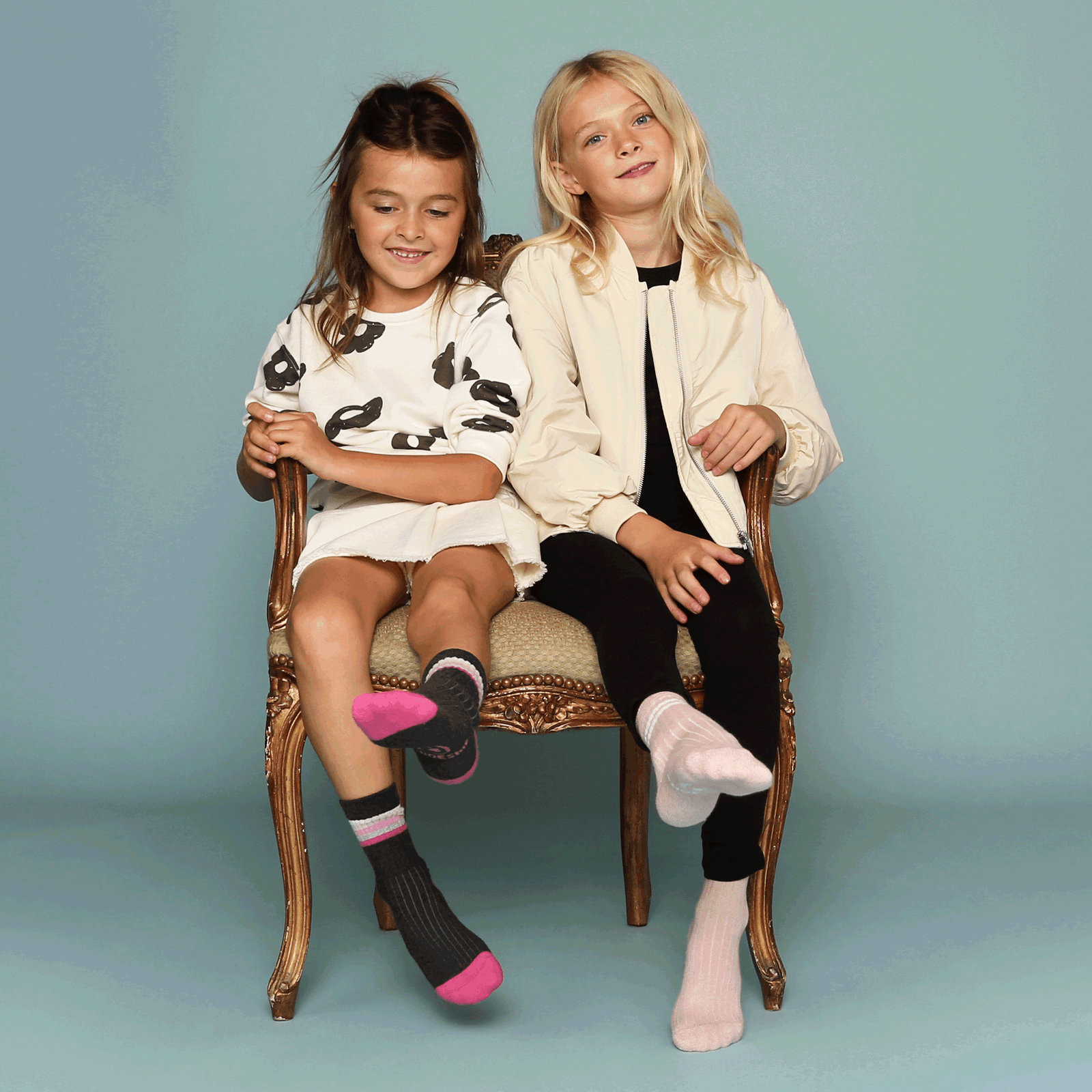 Shoesme anthrazit-rosa Socke