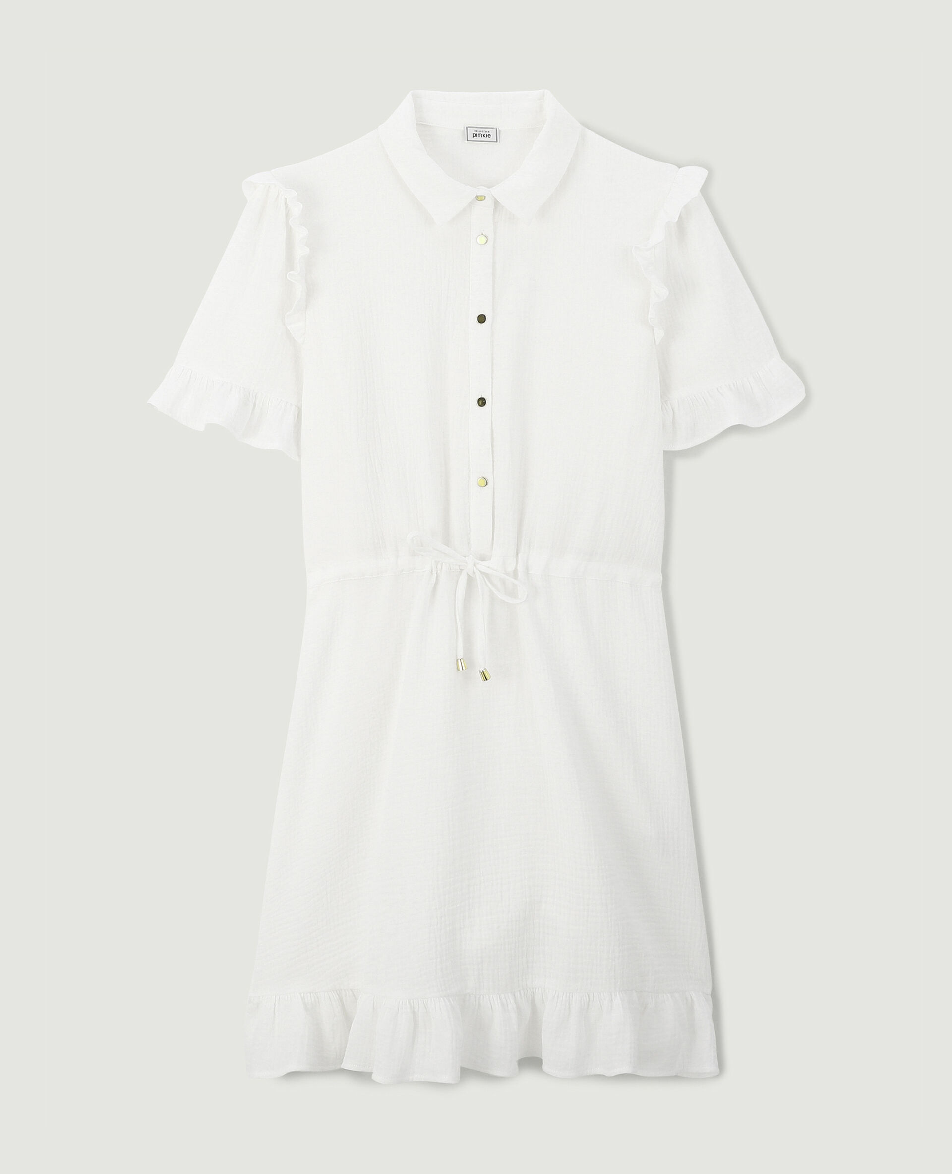 Robe courte boutonnée en gaze de coton - Blanc