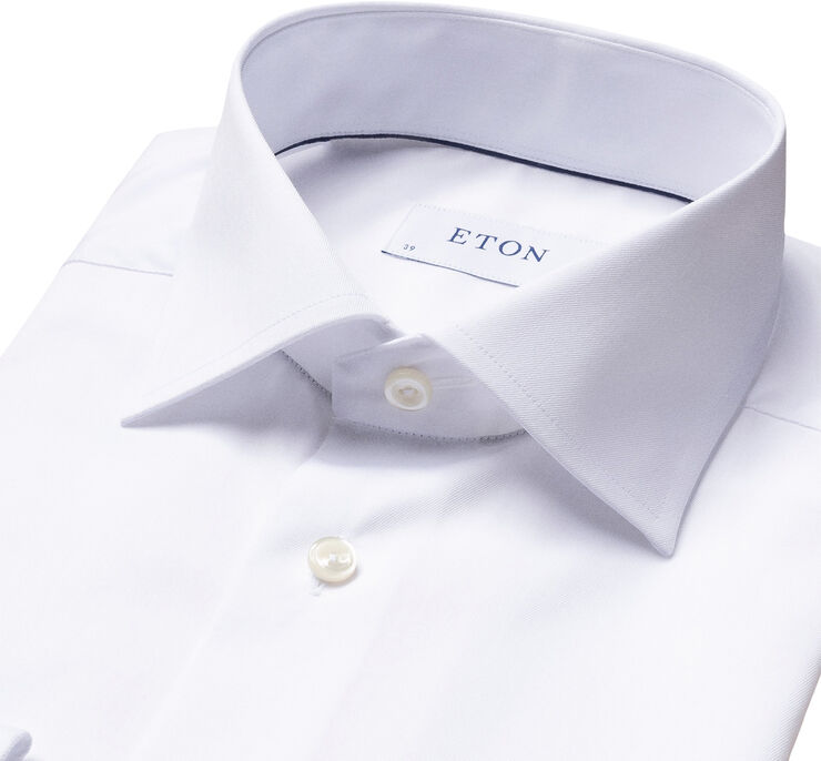ETON Light Blue Signature Twill Shirt French Cuffs - Contemporary Fit Hvid