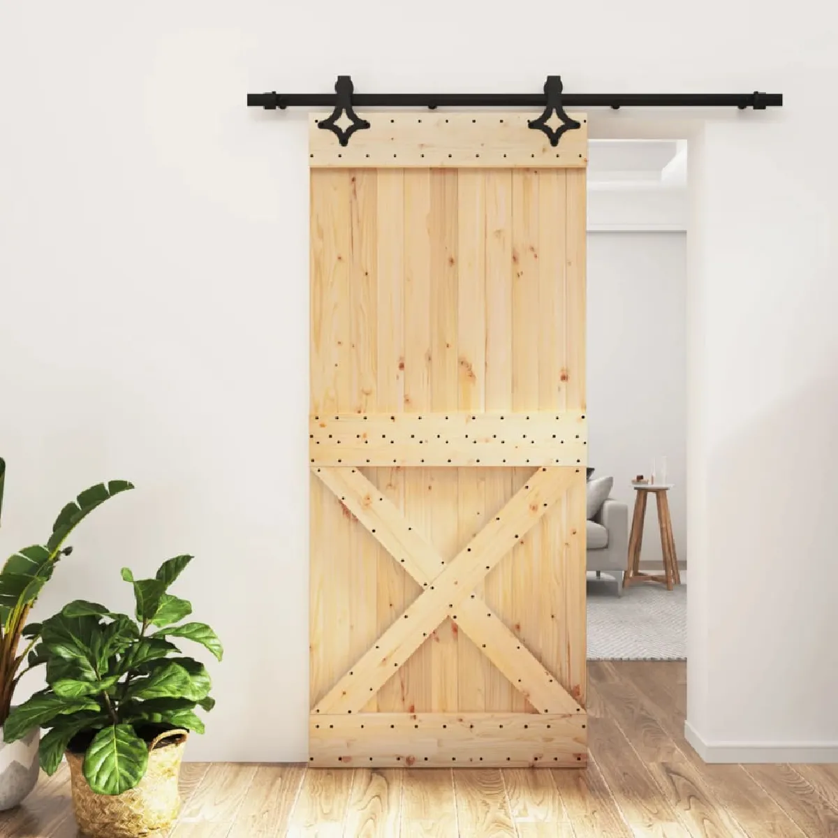 vidaXL Porte coulissante pin massif 90x210 cm avec kit