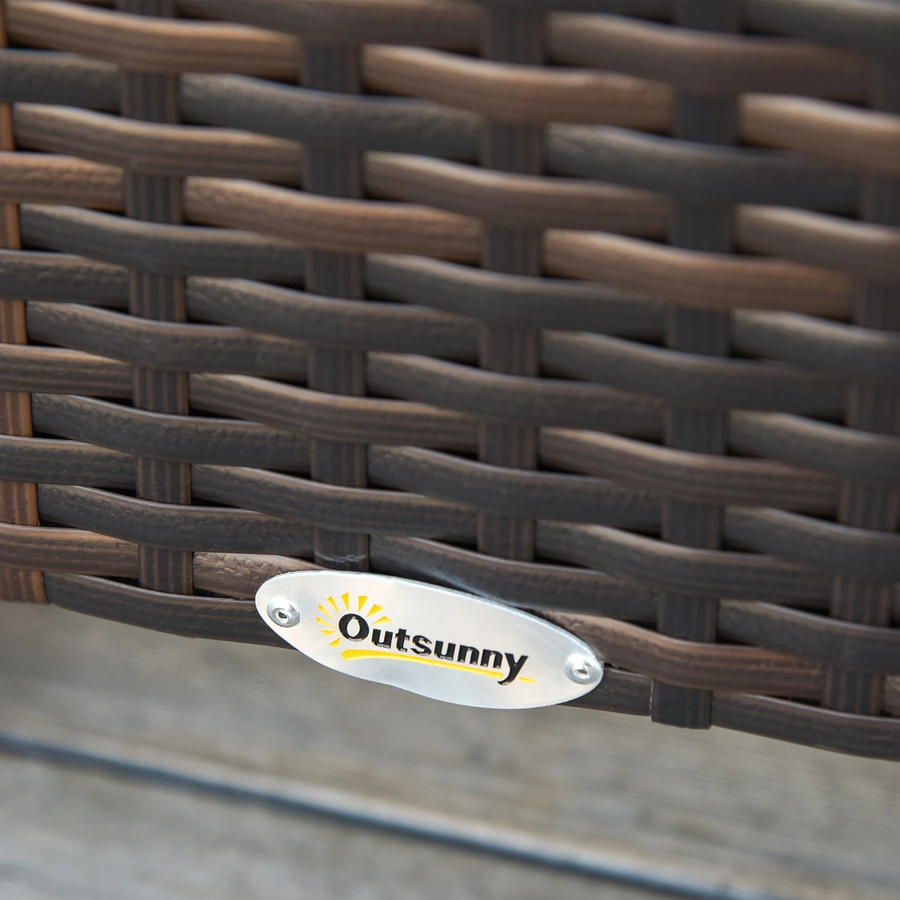 Outsunny Rattan-Gartentisch als 3-teiliges Set braun