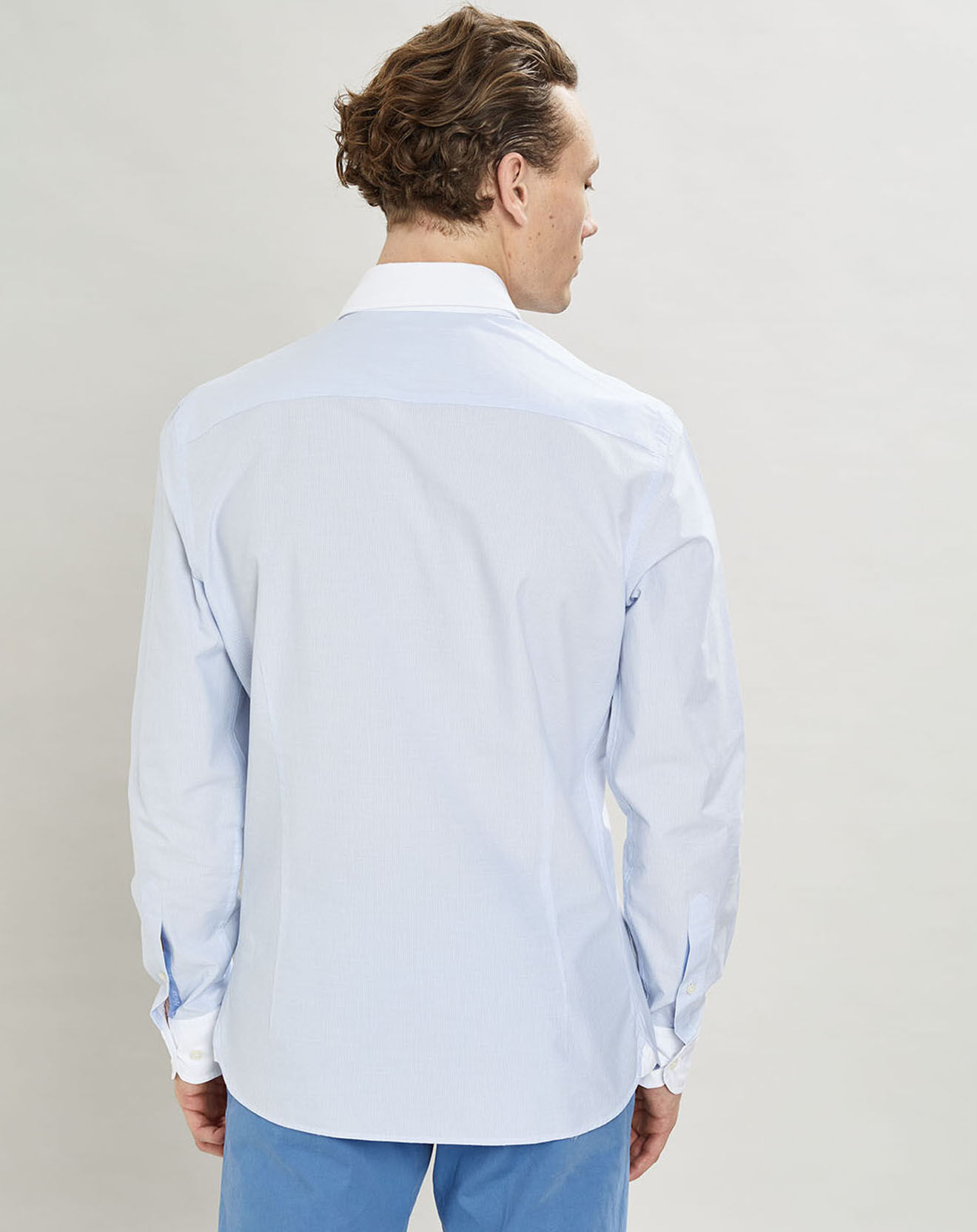 Hackett London Chemise Slim Fit à fines rayures bleue