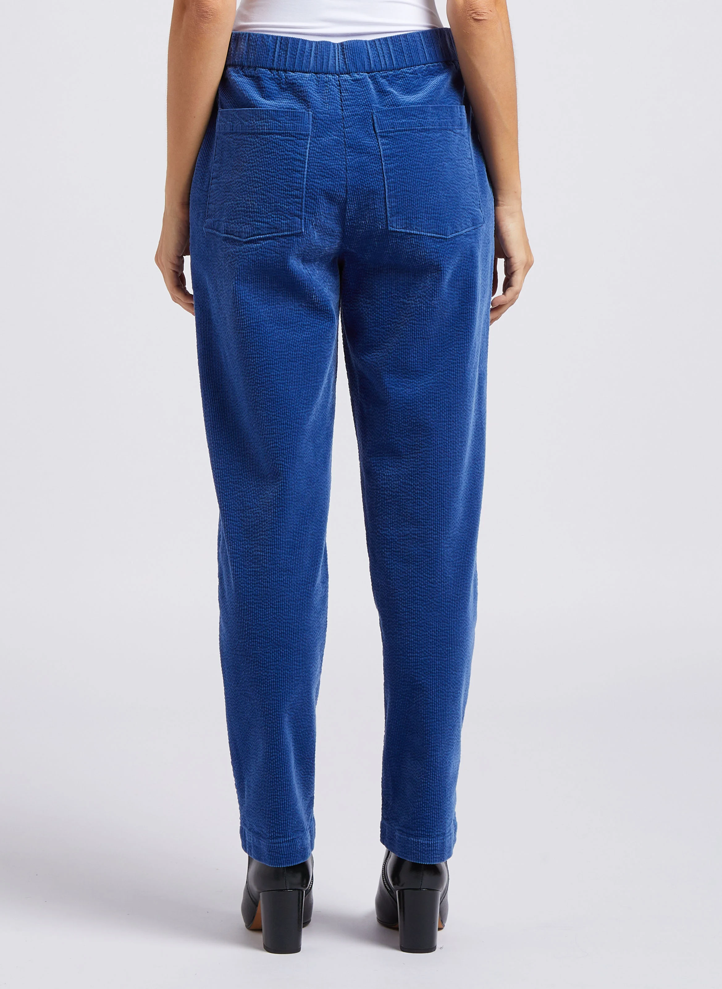 Pantalon carotte en coton mélangé | Bleu