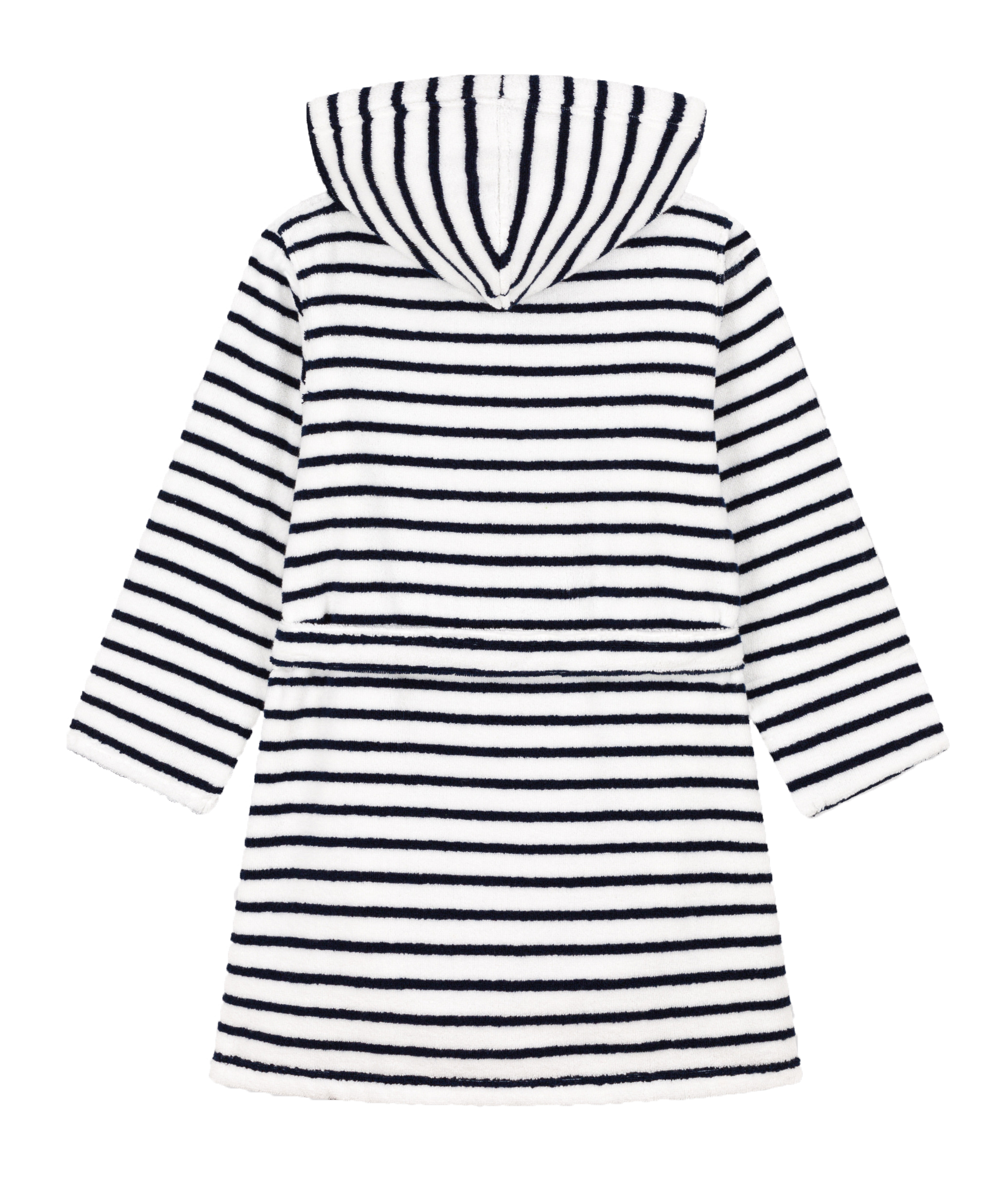 Peignoir rayé à capuche en coton| Blanc