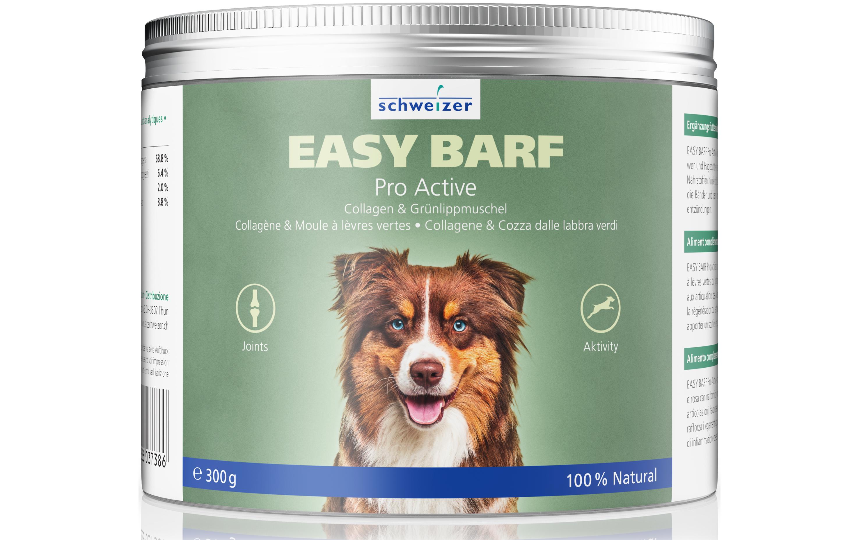 Hunde-Nahrungsergänzung Easy Barf Pro Active Pulver, 300 gCollagen und Grünlippmuschel für Hunde