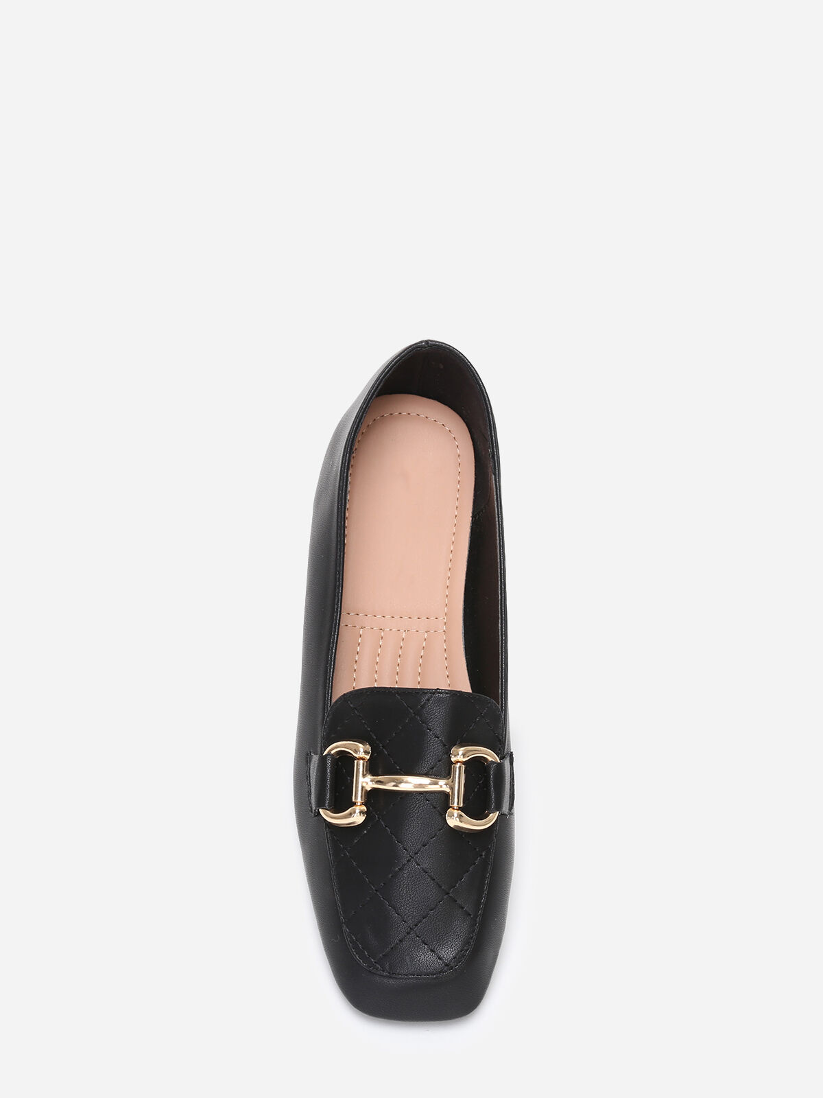 Mocassins en surpiqûres à boucle dorée- Noir